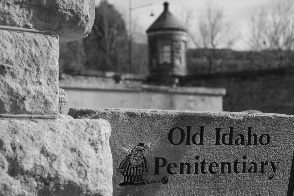 Old Idaho Penitentiary in Boise featuring historic prison walls and entrance signage