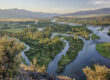 Aerial view of the Henrys Fork of the Snake River winding through forested landscape in Island Park, Idaho