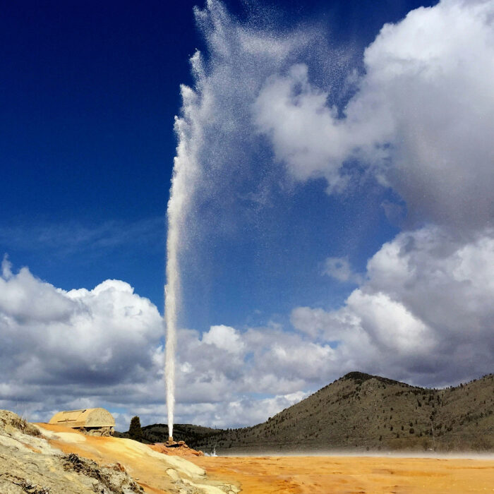 Soda Springs Geyser erupting in Idaho, one of the most unique things to do in Idaho for visitors exploring natural attractions