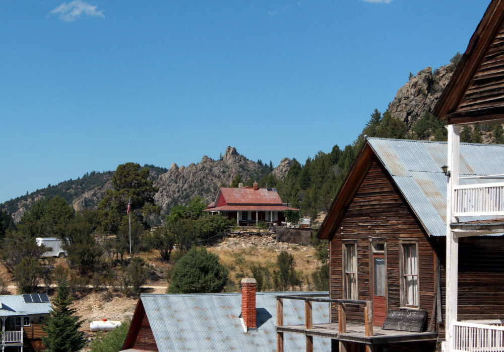 silver-city-idaho Historic wooden buildings and mountain scenery in the old mining town of Silver City, Idaho